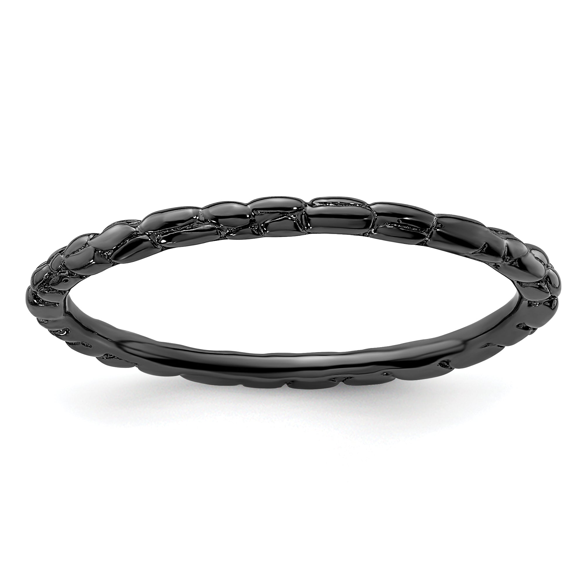 Sterling Silver Stackable Expressions Black-plated Twisted Ring Main image