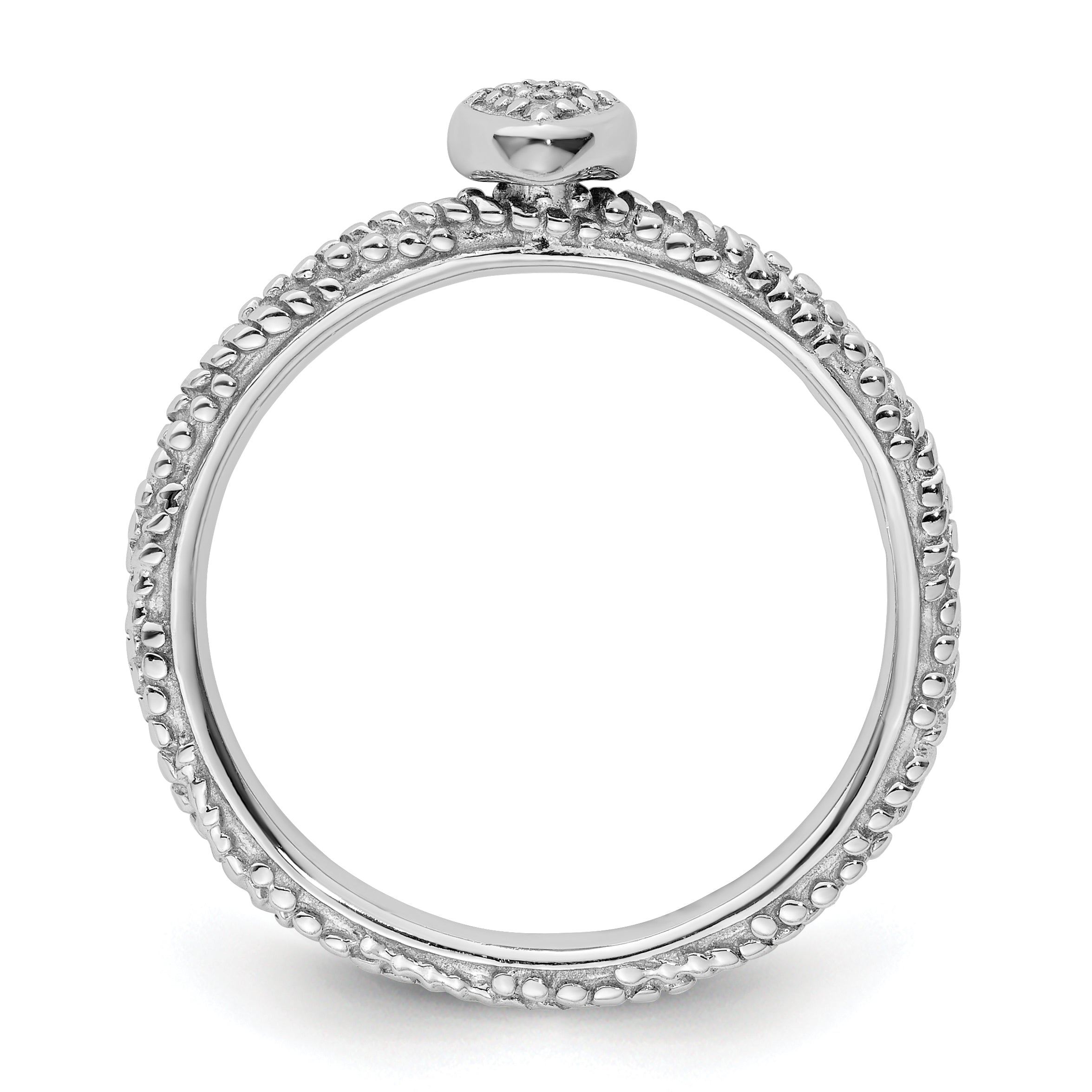 Sterling Silver Diamond Stackable Expressions Textured Heart Ring Secondary image