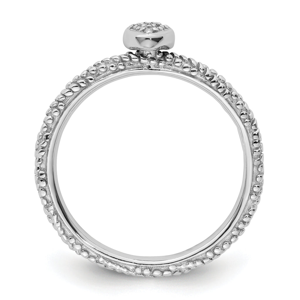 Sterling Silver Diamond Stackable Expressions Textured Heart Ring