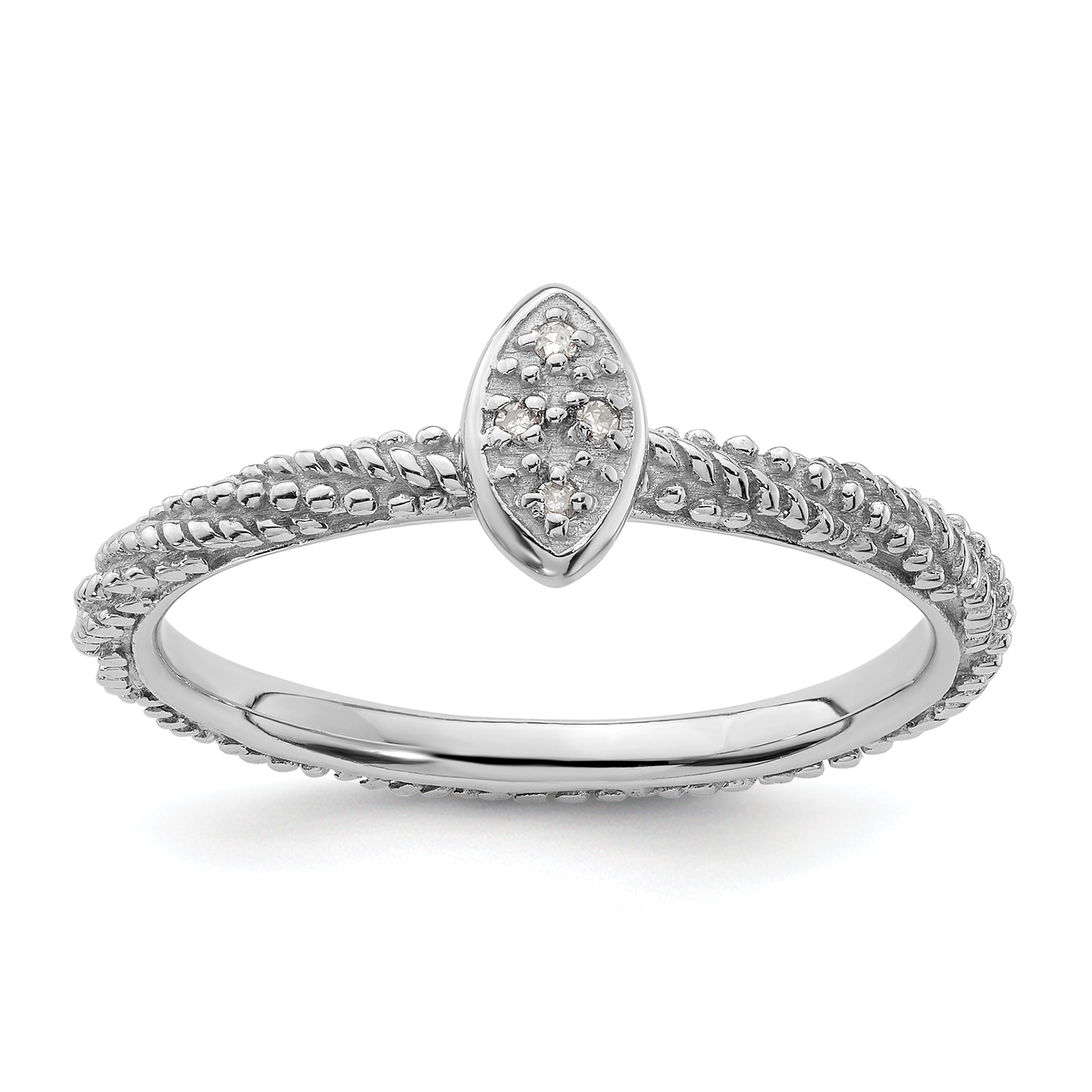 Sterling Silver Diamond Stackable Expressions Textured Ring Main image