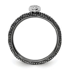 Sterling Silver Diamond Stackable Expressions Ruthenium Plated Heart Ring