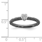 Sterling Silver Diamond Stackable Expressions Ruthenium Plated Heart Ring