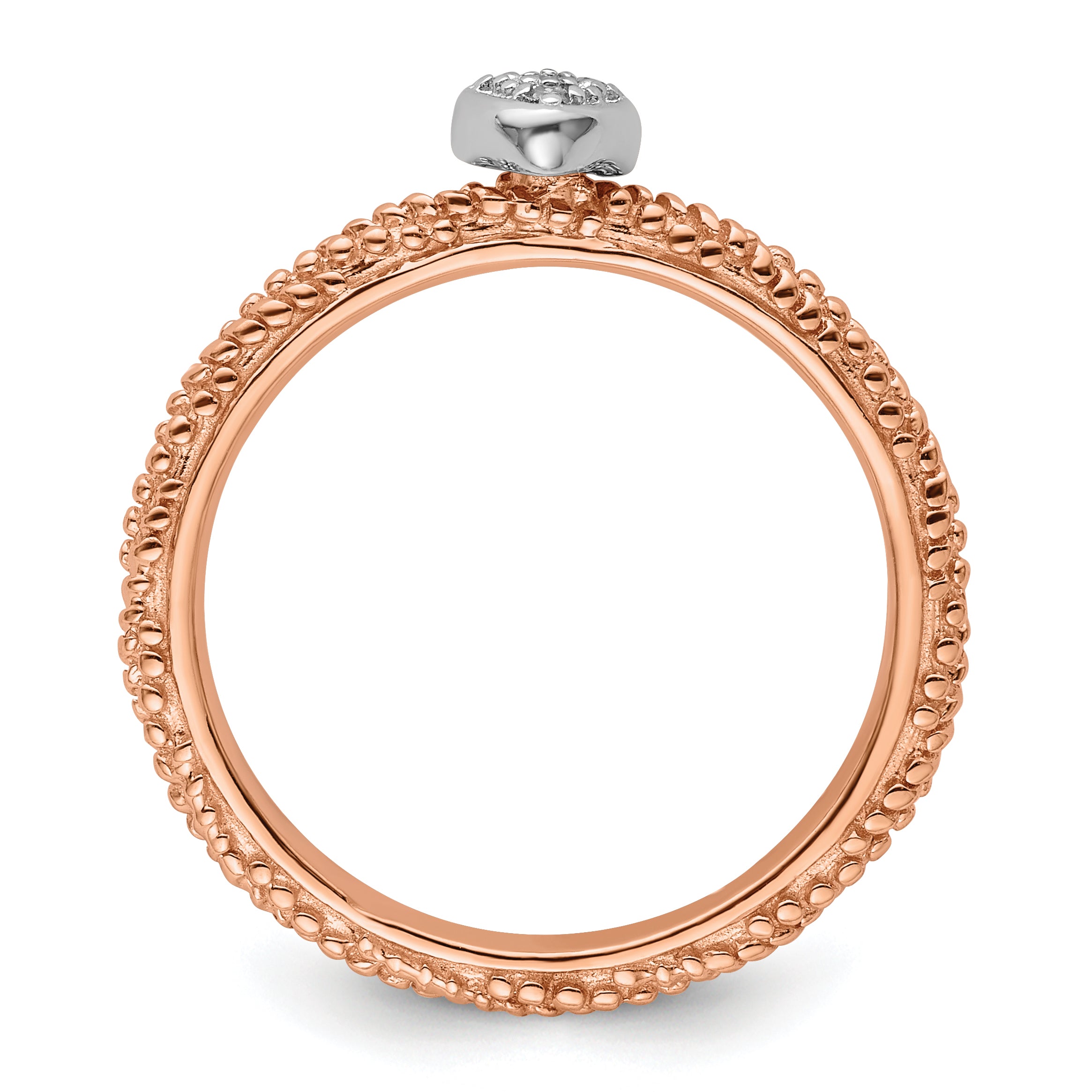 Sterling Silver Diamond Stackable Expressions Rose Gold Plated Heart Ring Secondary image