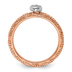Sterling Silver Diamond Stackable Expressions Rose Gold Plated Heart Ring
