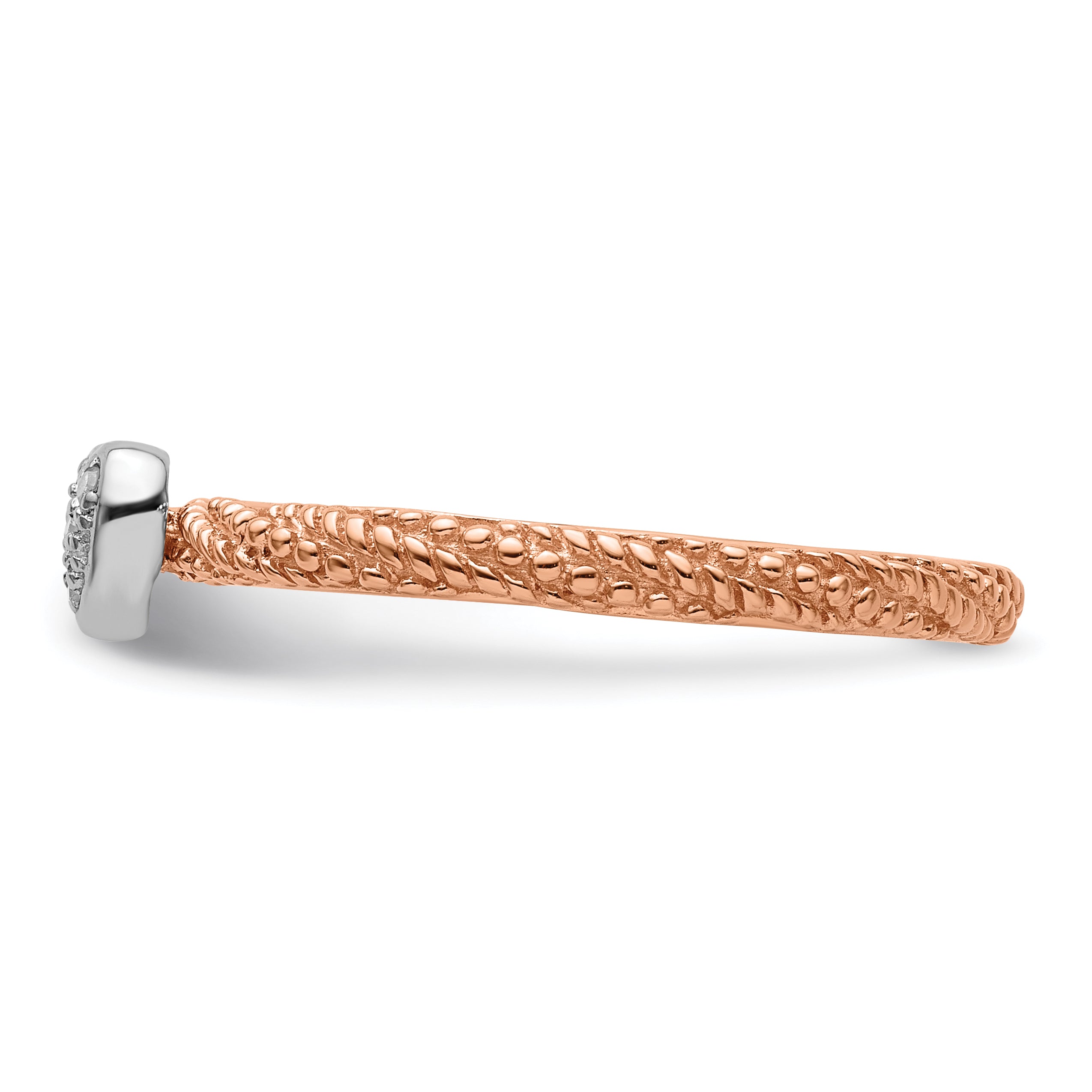 Sterling Silver Diamond Stackable Expressions Rose Gold Plated Heart Ring