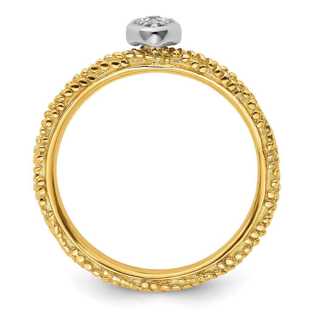 Sterling Silver Diamond Stackable Expressions Yellow Gold Plated Heart Ring