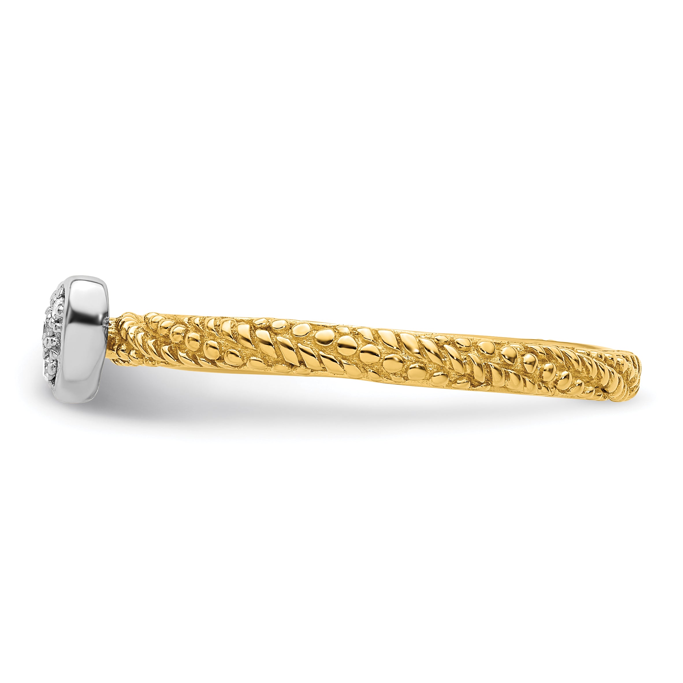 Sterling Silver Diamond Stackable Expressions Yellow Gold Plated Heart Ring