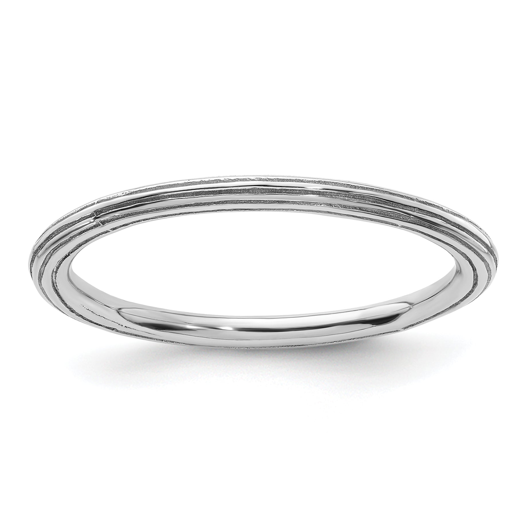 Sterling Silver Stackable Expressions Rhodium Step-down Ring Main image