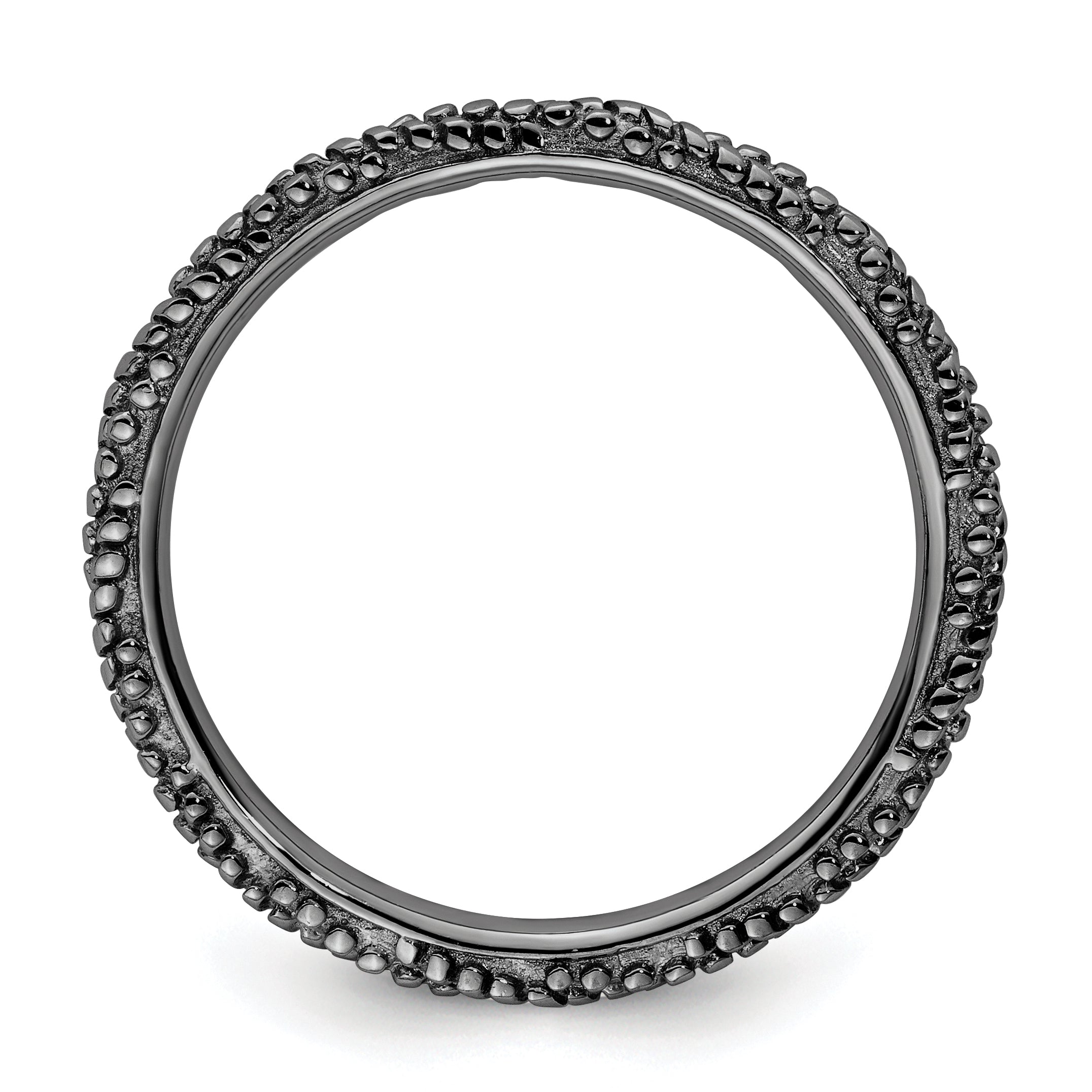 Sterling Silver Stackable Expressions Polished Ruthenium Plated Ring