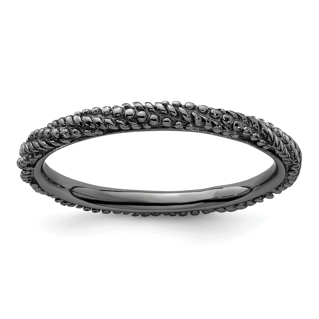 Sterling Silver Stackable Expressions Polished Ruthenium Plated Ring