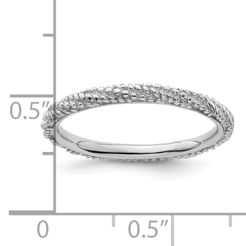 Sterling Silver Stackable Expressions Polished Textured Ring
