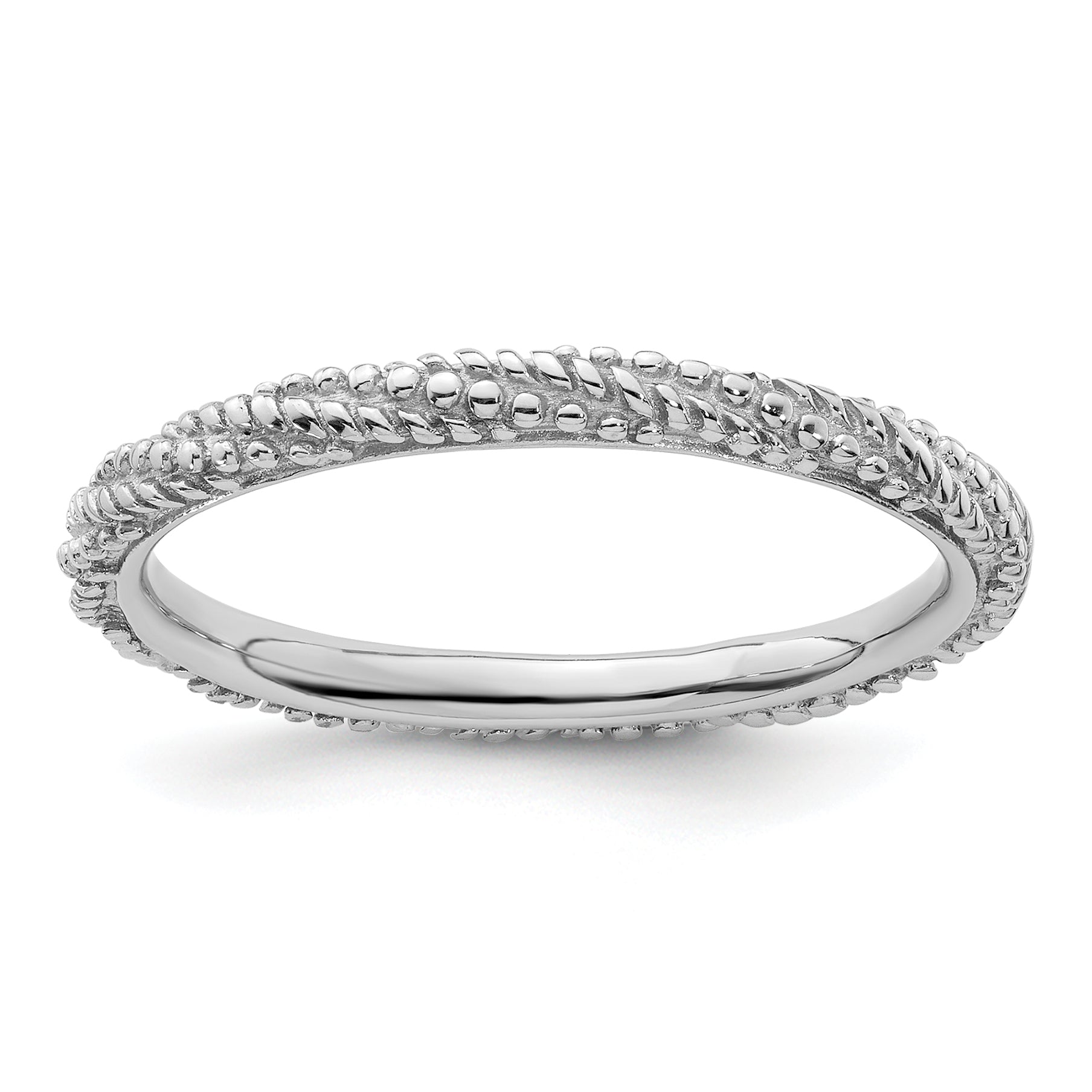 Sterling Silver Stackable Expressions Polished Textured Ring Main image