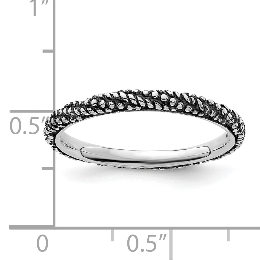 Sterling Silver Stackable Expressions Polished Antiqued Ring