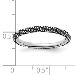 Sterling Silver Stackable Expressions Polished Antiqued Ring