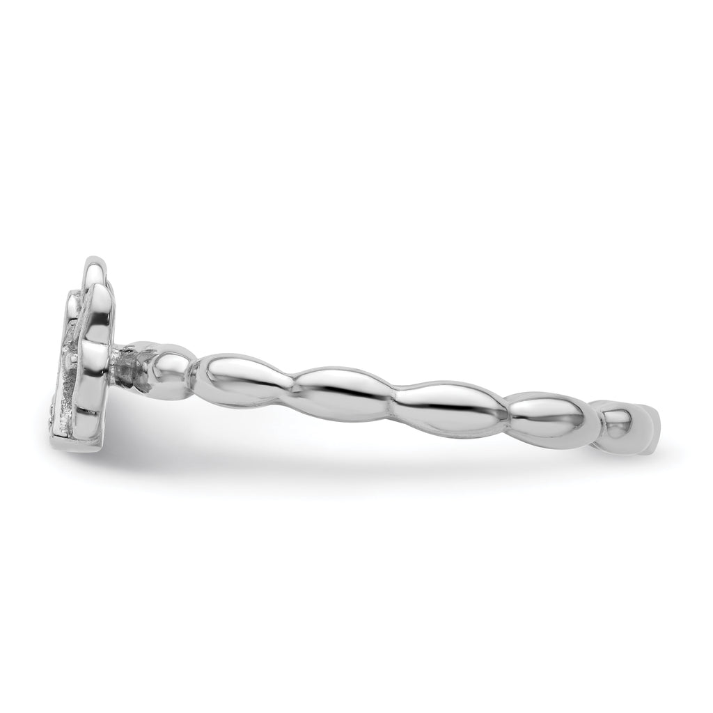 Sterling Silver Stackable Expressions Polished Diamond Angel w/halo Ring