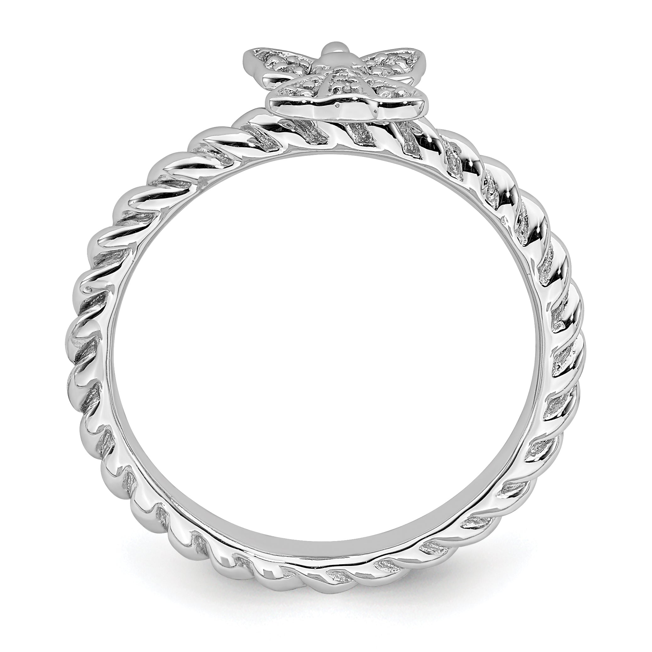 Sterling Silver Stackable Expressions Polished Diamond Angel Ring Secondary image