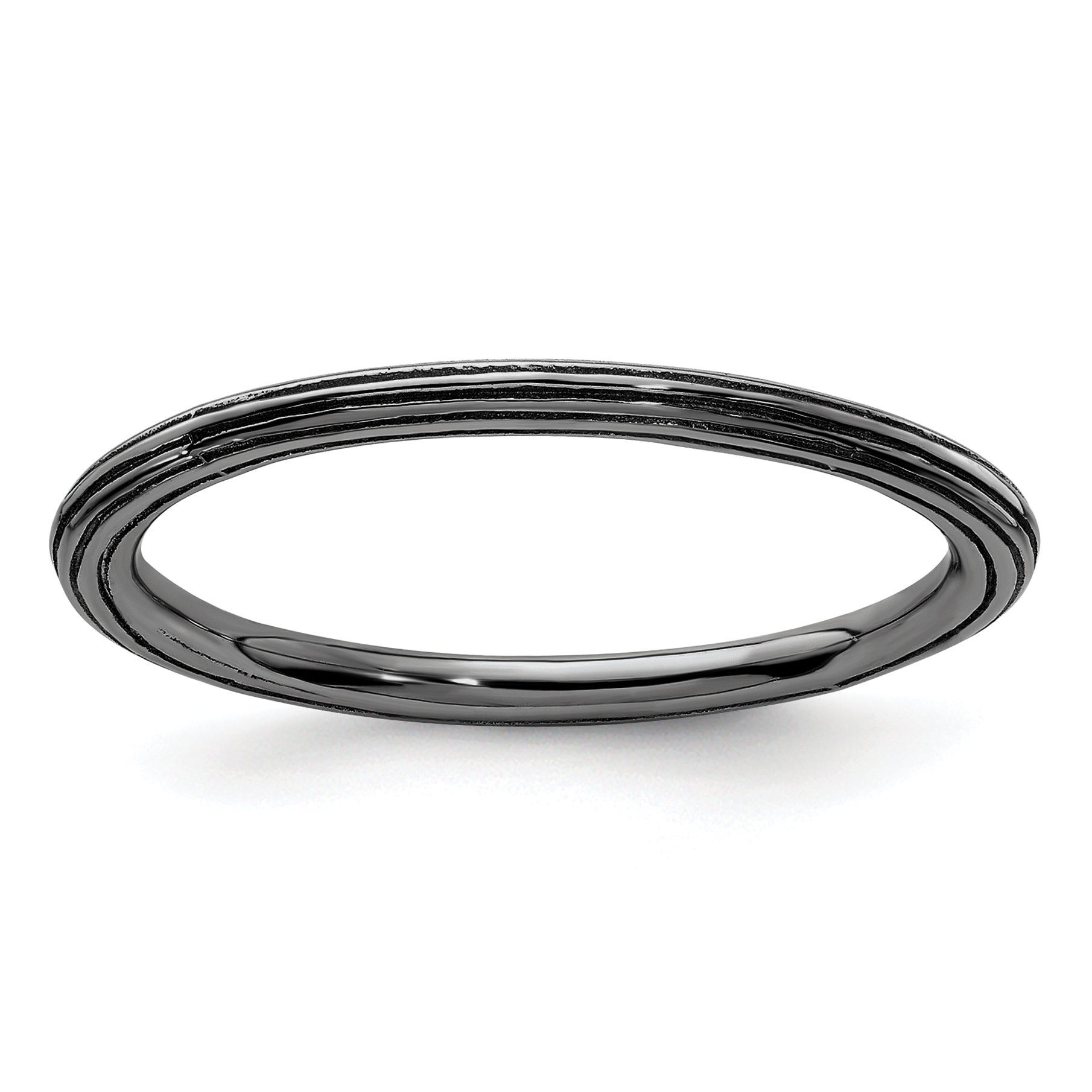 Sterling Silver Stackable Expressions Black-plated Step-down Ring Main image