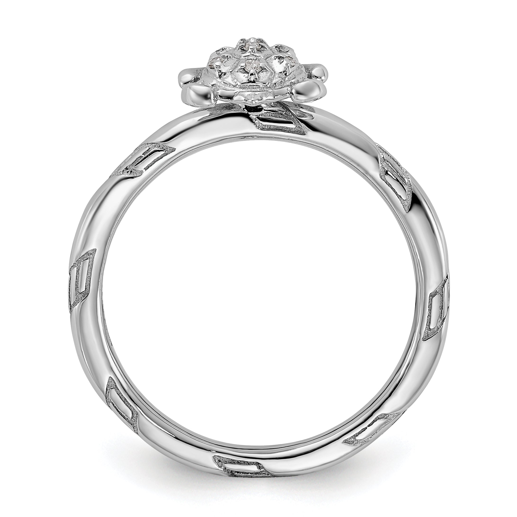 Sterling Silver Stackable Expressions Diamond Turtle Ring Secondary image