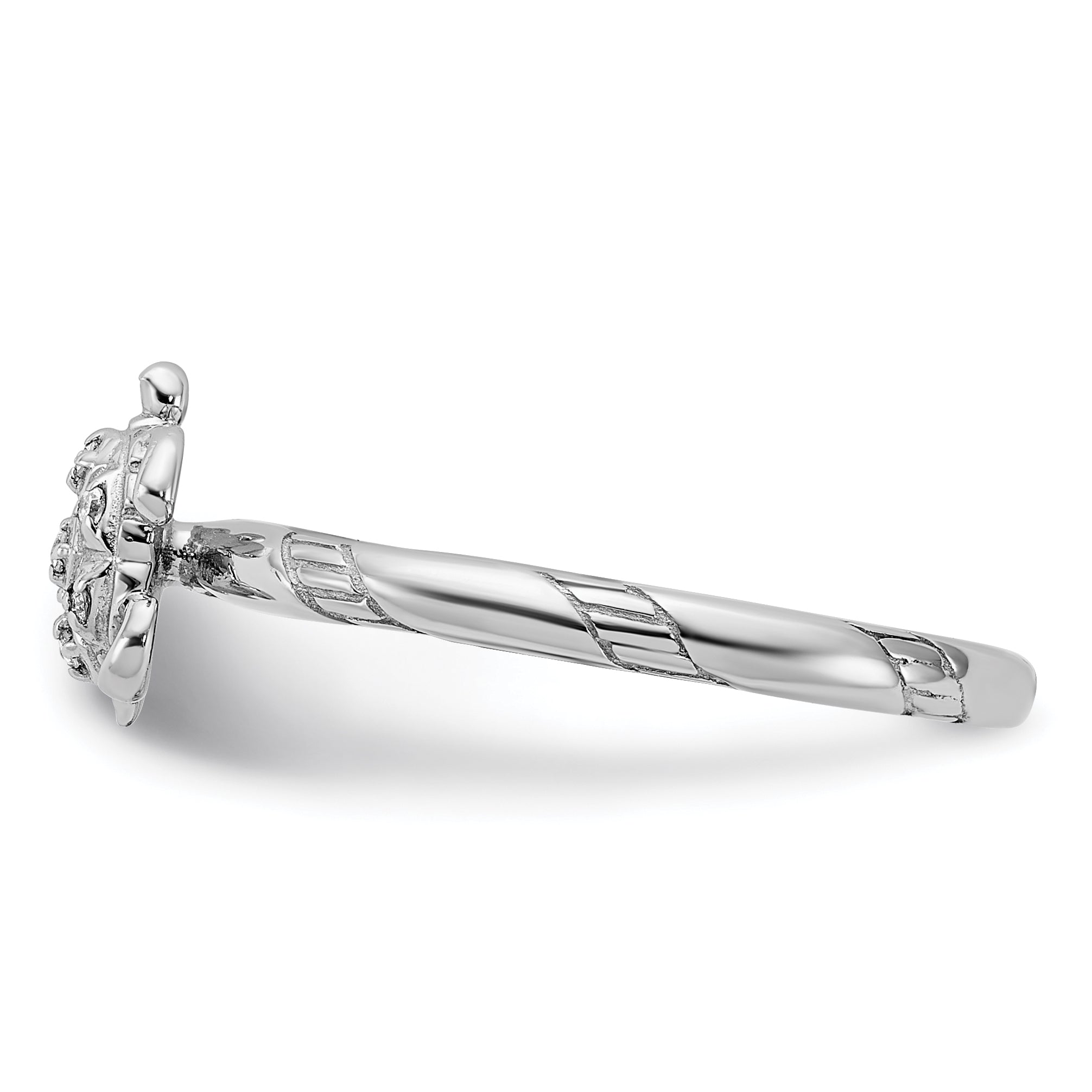 Sterling Silver Stackable Expressions Diamond Turtle Ring