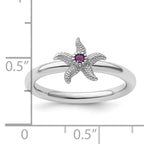 Sterling Silver Stackable Expressions Amethyst Starfish Ring