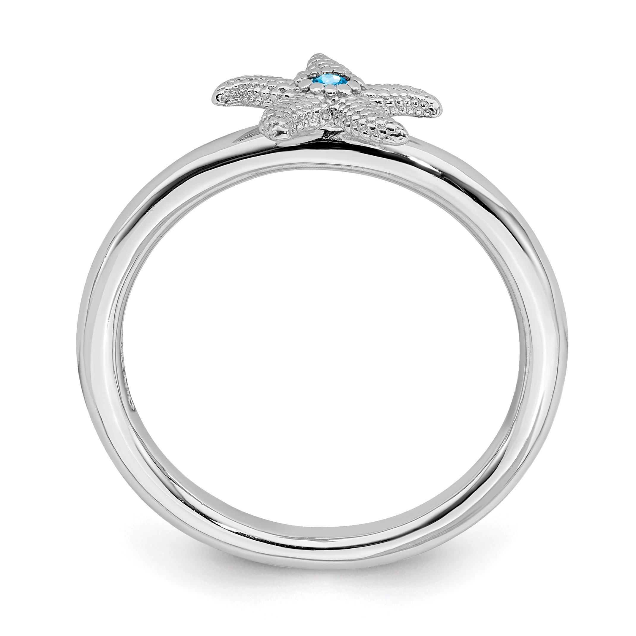 Sterling Silver Stackable Expressions Blue Topaz Starfish Ring Secondary image