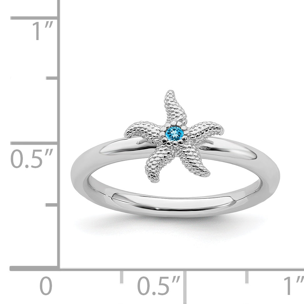 Sterling Silver Stackable Expressions Blue Topaz Starfish Ring