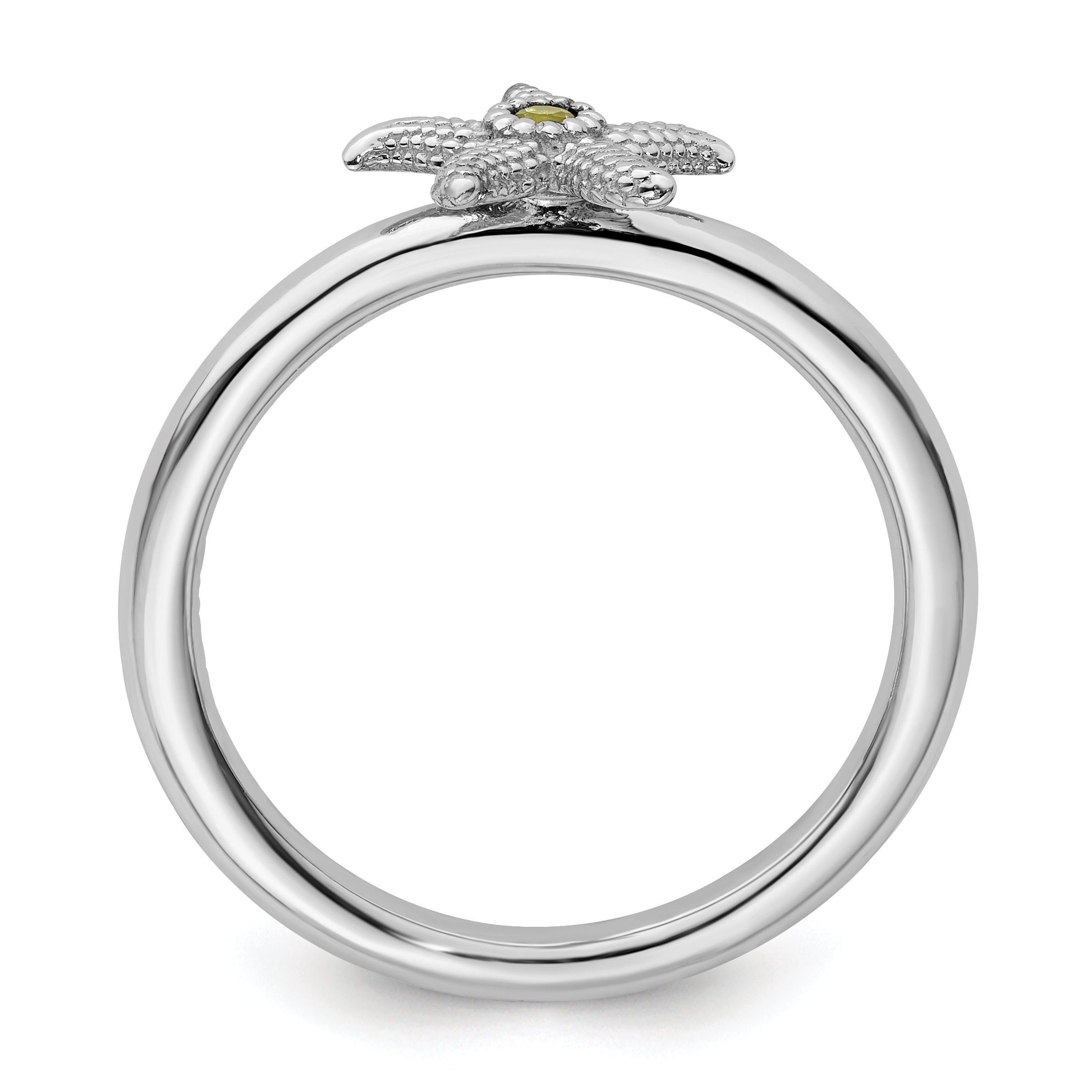 Sterling Silver Stackable Expressions Peridot Starfish Ring Secondary image