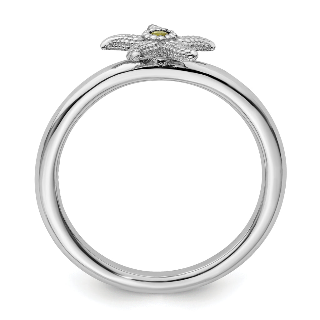 Sterling Silver Stackable Expressions Peridot Starfish Ring