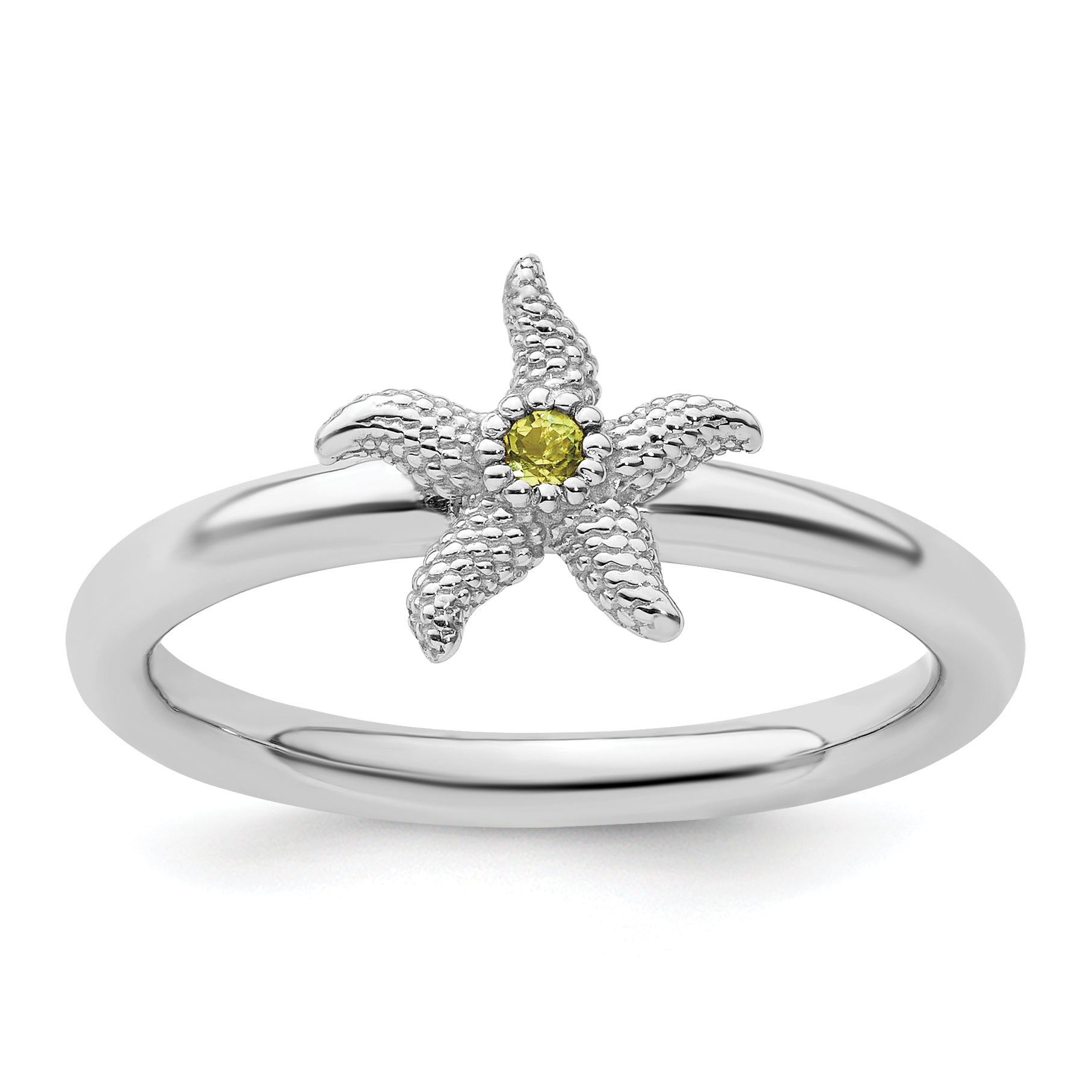 Sterling Silver Stackable Expressions Peridot Starfish Ring Main image