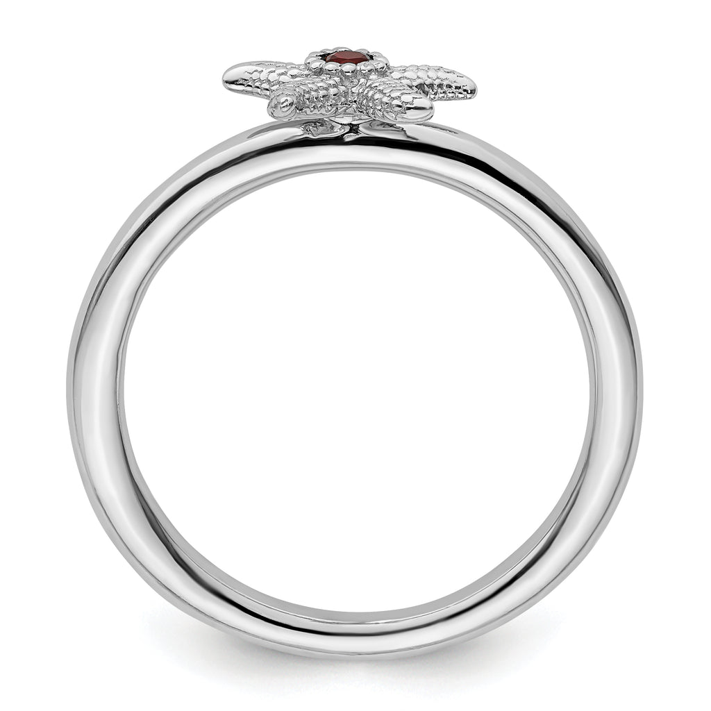 Sterling Silver Stackable Expressions Garnet Starfish Ring