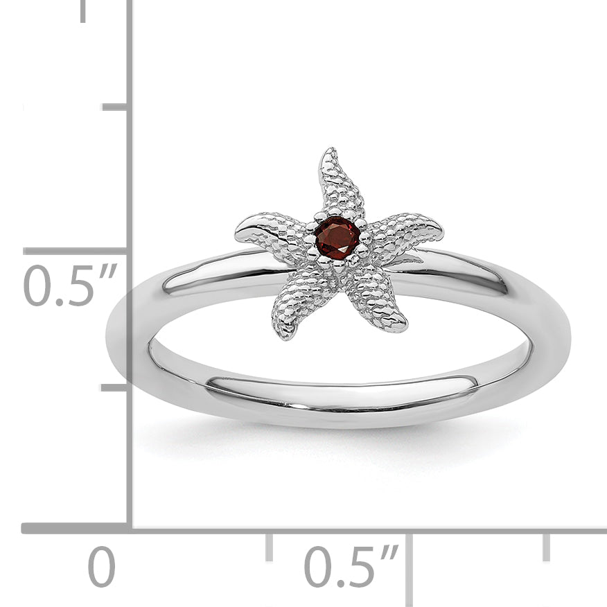 Sterling Silver Stackable Expressions Garnet Starfish Ring