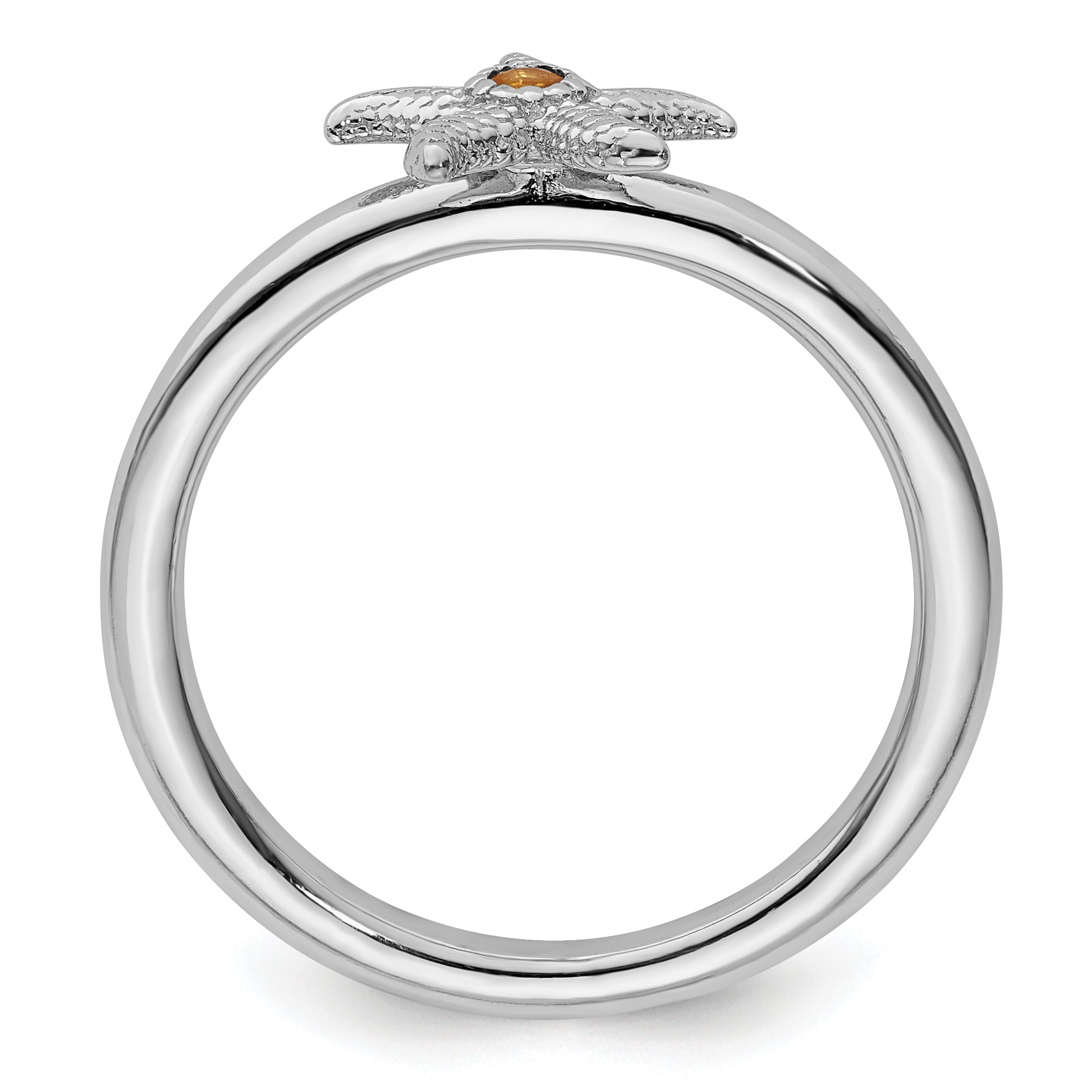 Sterling Silver Stackable Expressions Citrine Starfish Ring