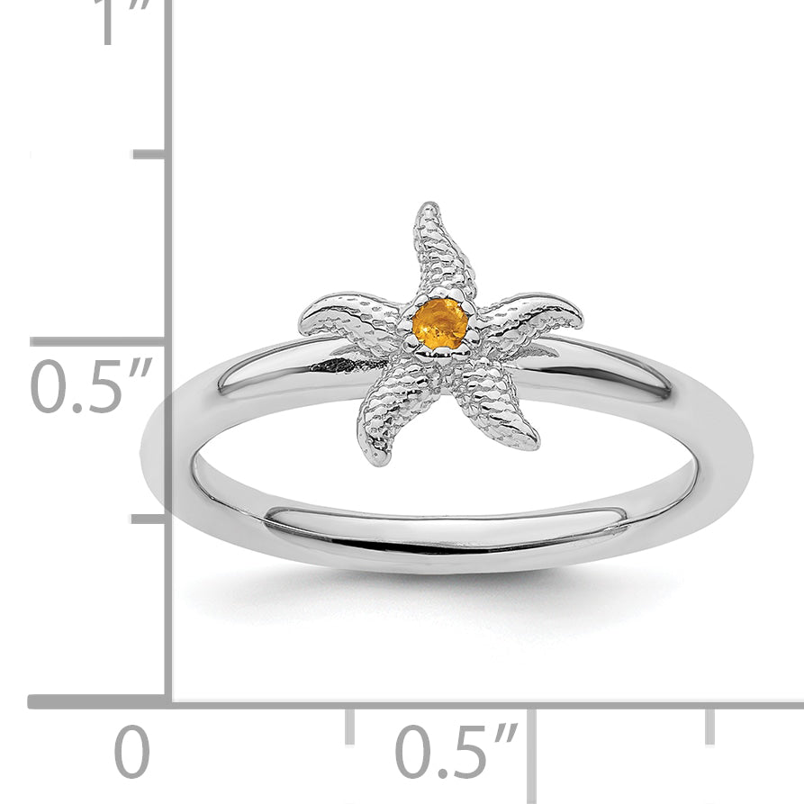 Sterling Silver Stackable Expressions Citrine Starfish Ring
