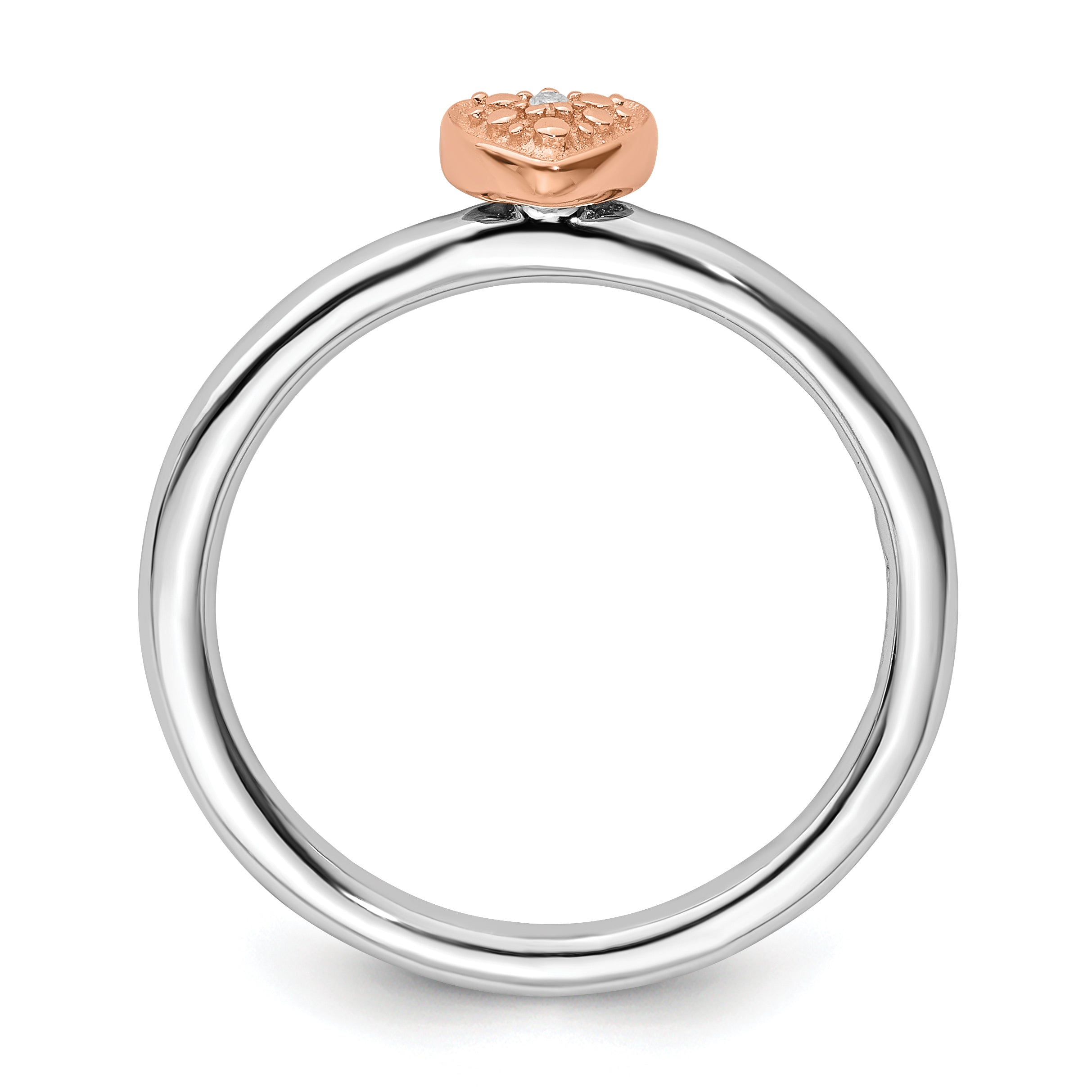 Sterling Silver/Rose Gold-plated Stackable Expressions Diamond Heart Ring Secondary image