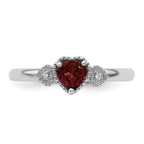 Sterling Silver Stackable Expressions Garnet & Diamond Hearts Ring
