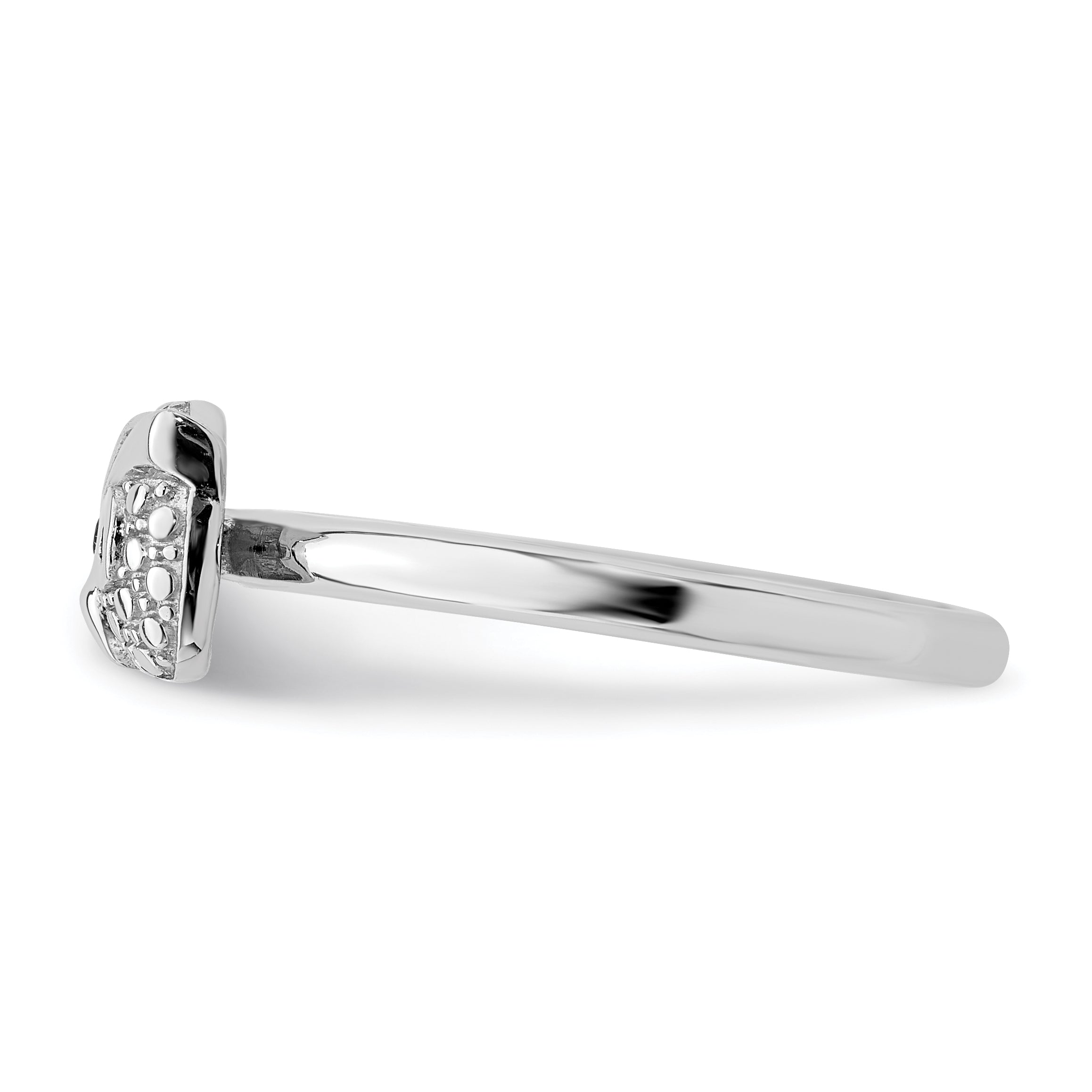 Sterling Silver Stackable Expressions Polished Onyx Owl Ring