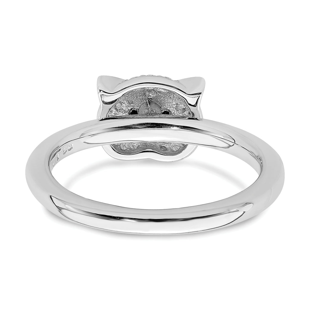 Sterling Silver Stackable Expressions Polished Onyx Owl Ring