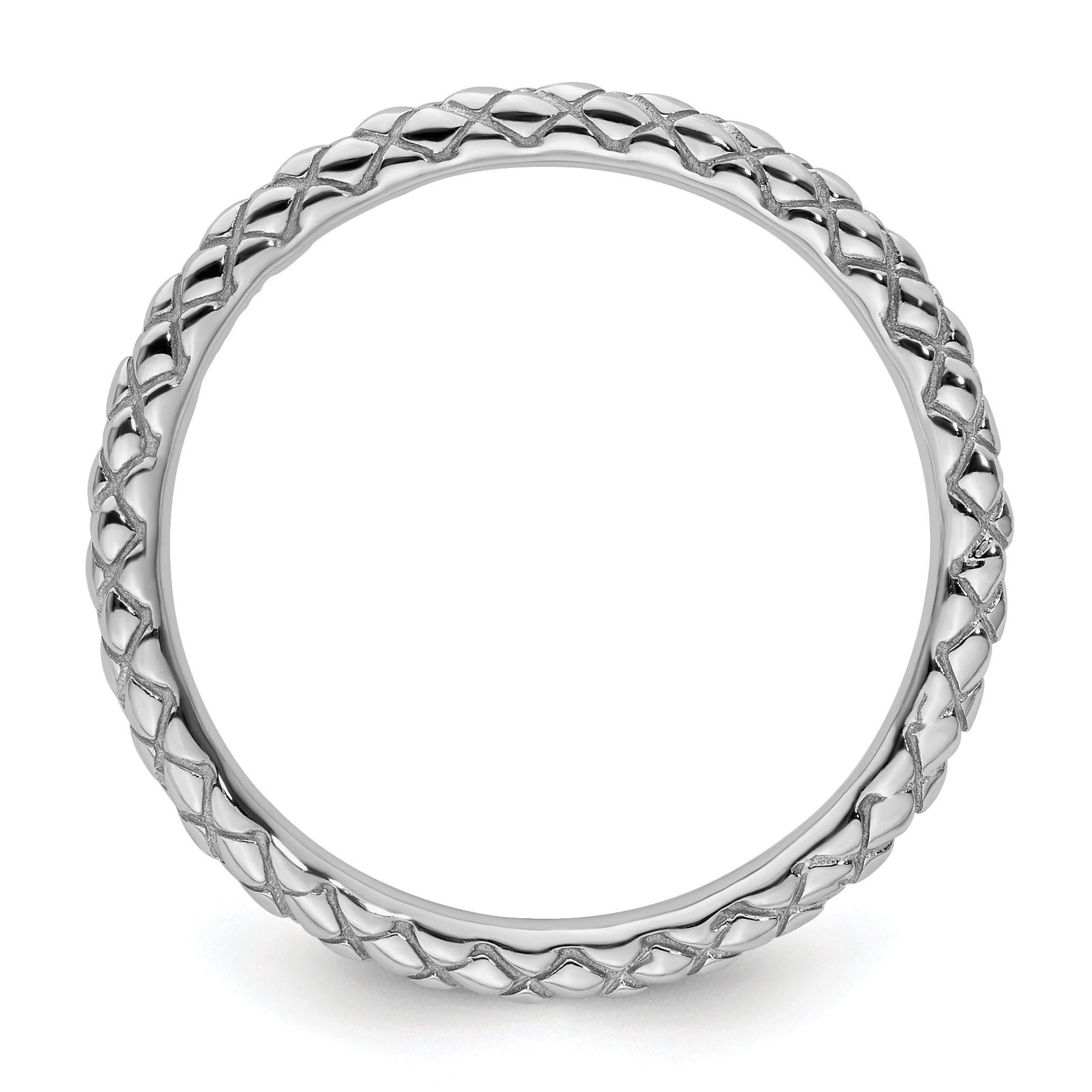 Sterling Silver Stackable Expressions Rhodium Criss-cross Ring Secondary image