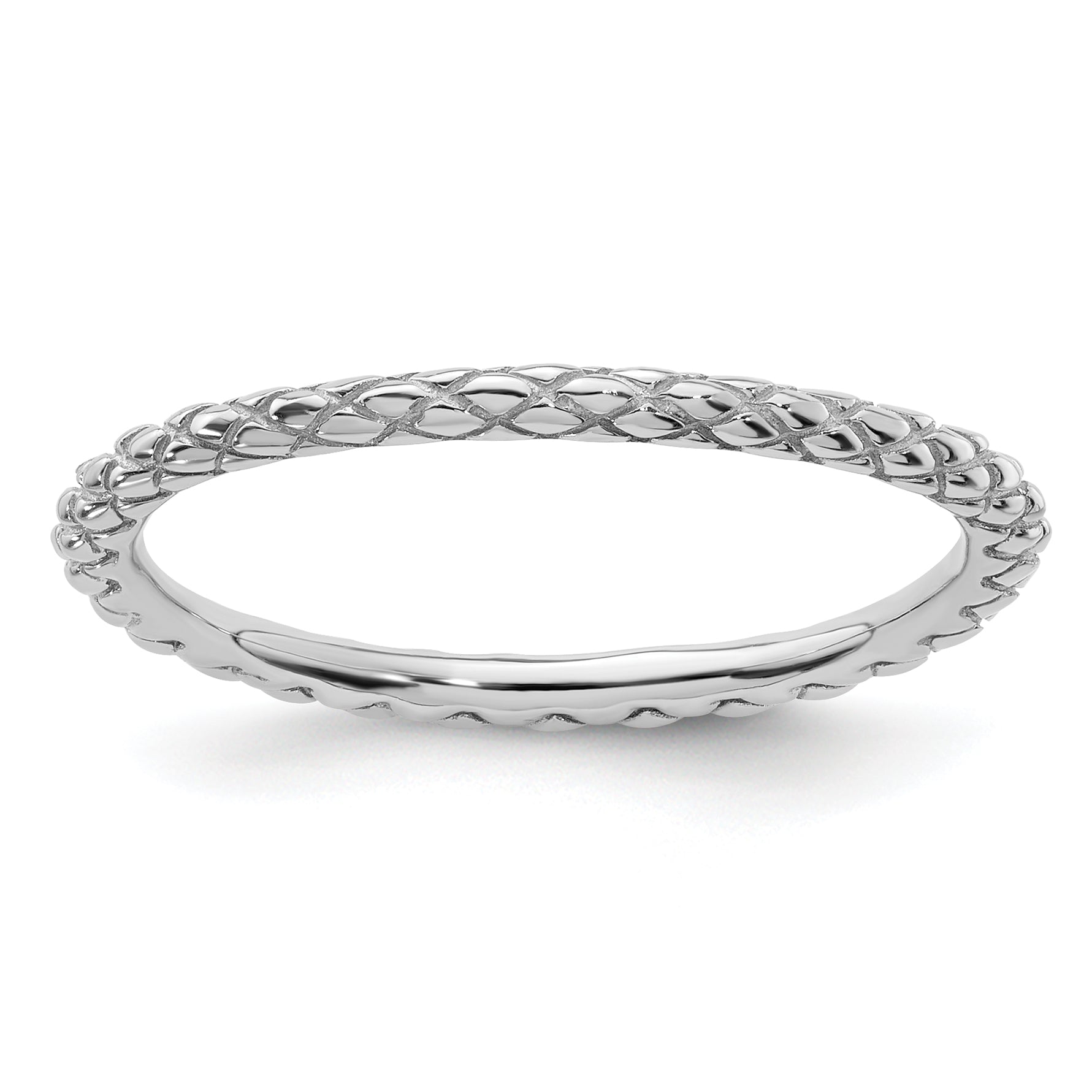 Sterling Silver Stackable Expressions Rhodium Criss-cross Ring Main image