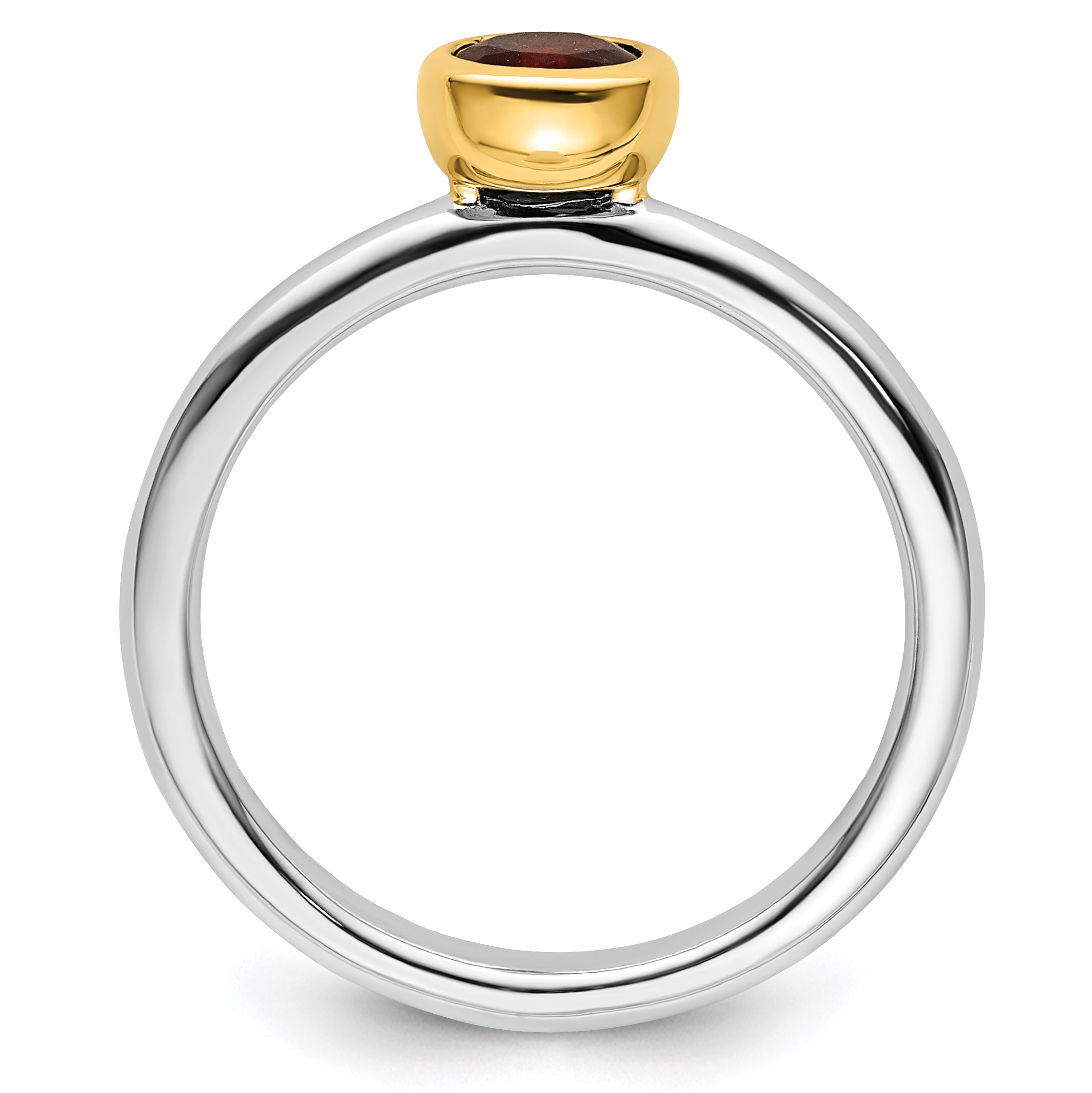 Sterling Silver Stackable Expressions w/Gold-plated Garnet Ring Secondary image