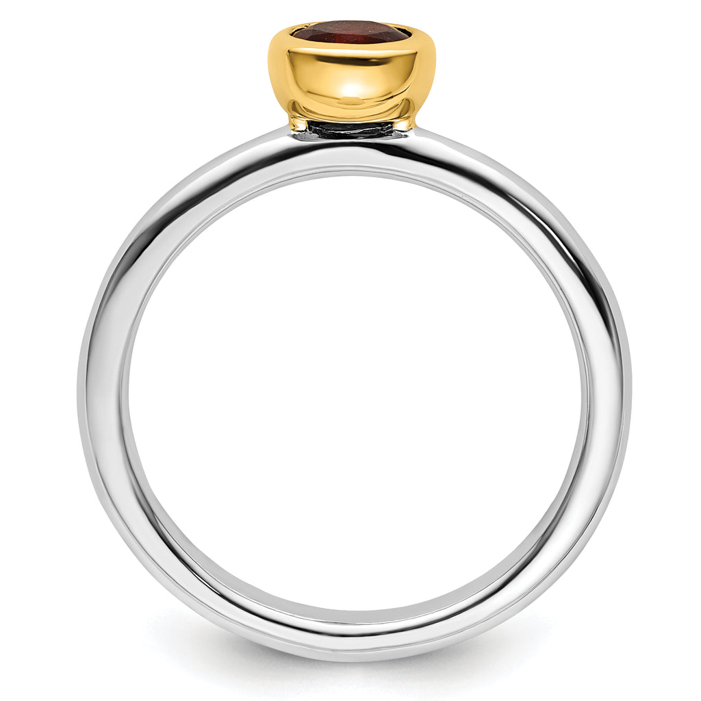 Sterling Silver Stackable Expressions w/Gold-plated Garnet Ring