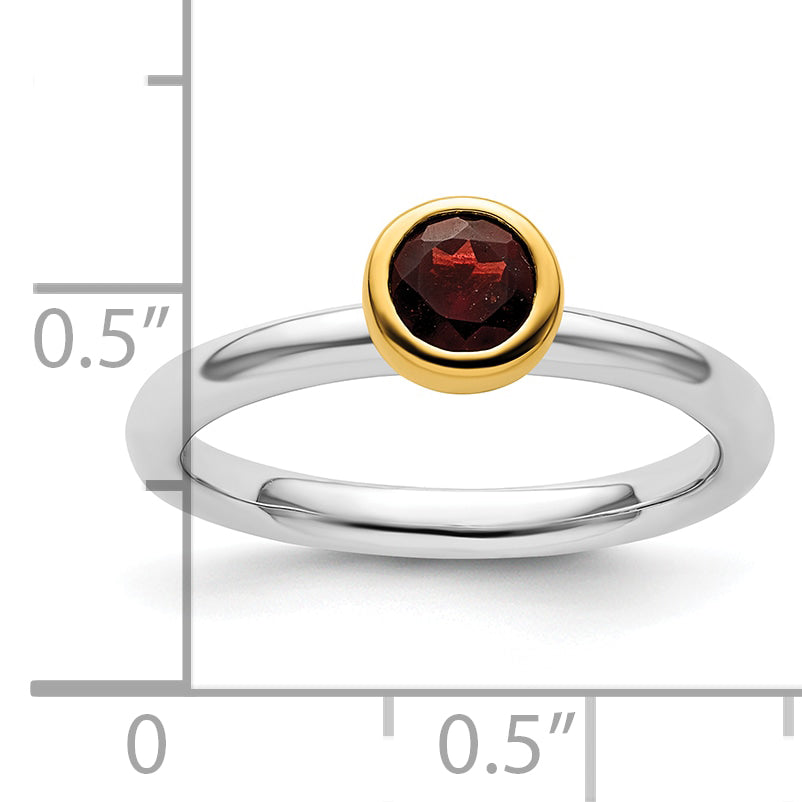Sterling Silver Stackable Expressions w/Gold-plated Garnet Ring