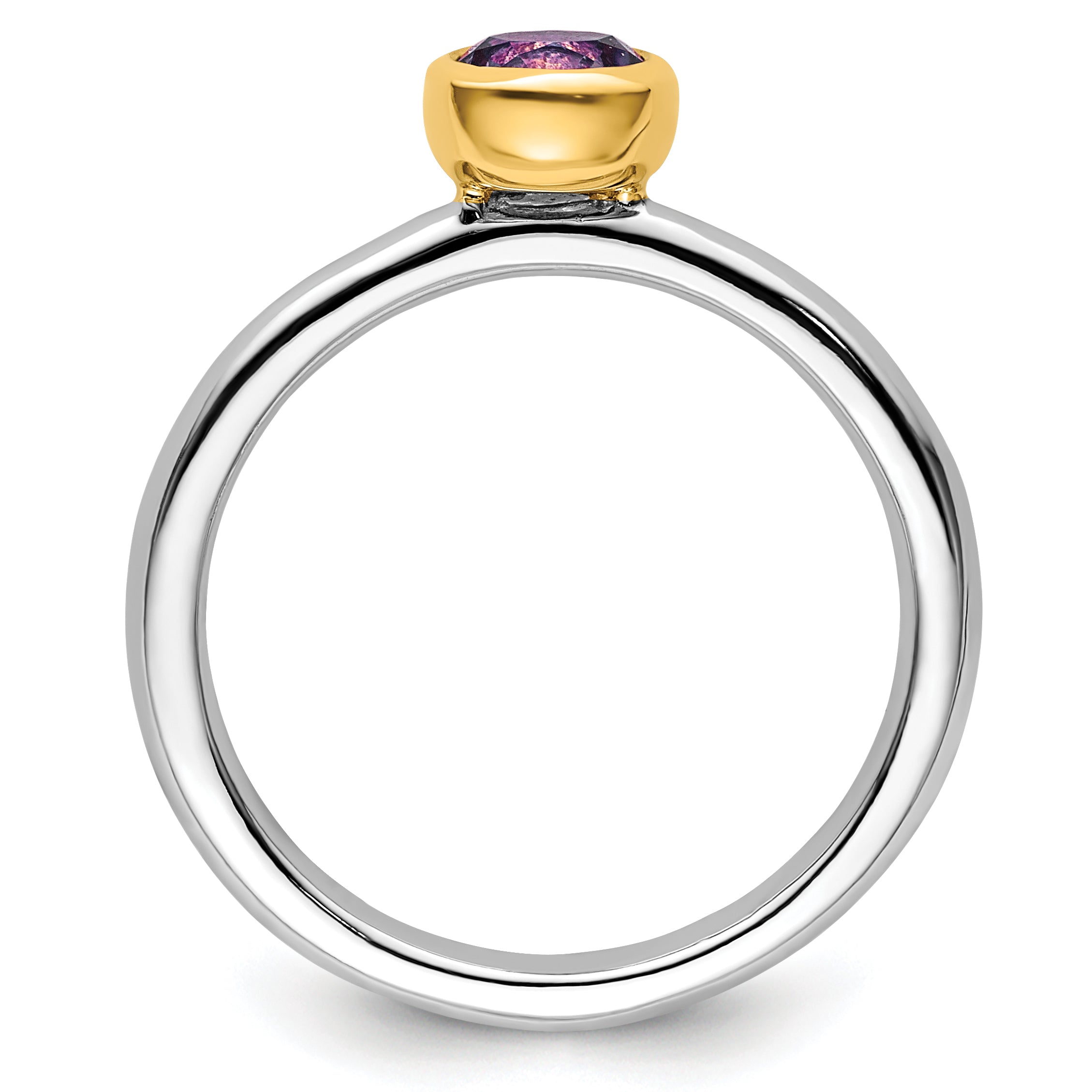 Sterling Silver Stackable Expressions w/Gold-plated Amethyst Ring