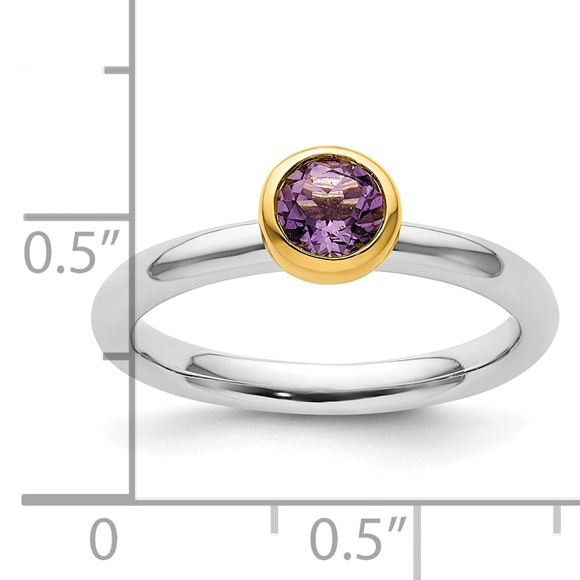 Sterling Silver Stackable Expressions w/Gold-plated Amethyst Ring