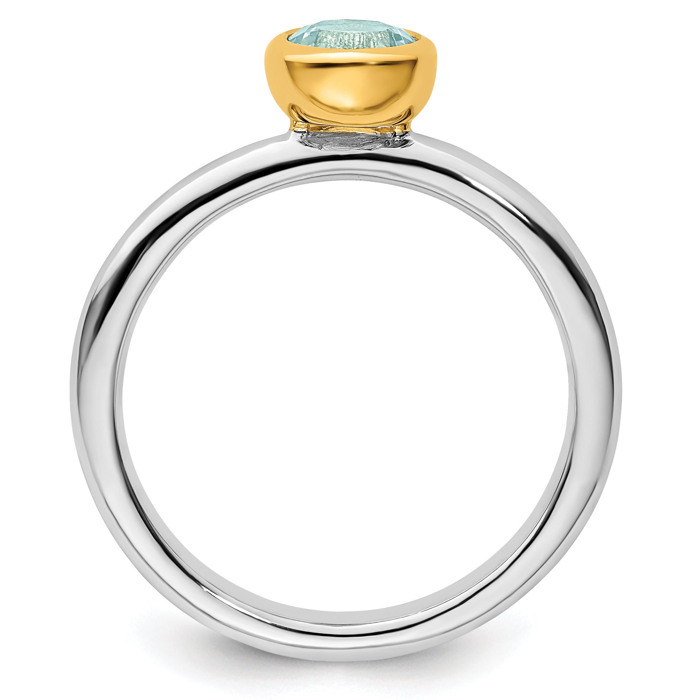 Sterling Silver Stackable Expressions w/Gold-plate Aquamarine Ring