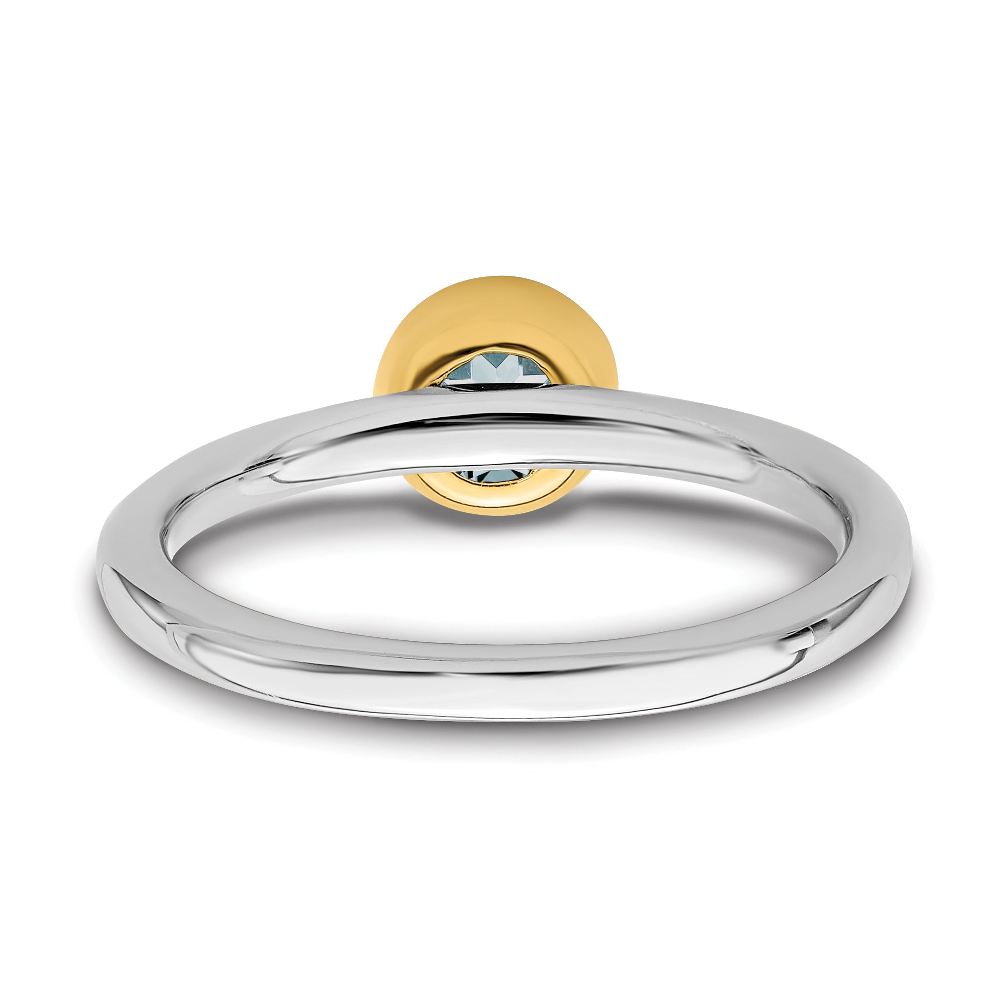 Sterling Silver Stackable Expressions w/Gold-plate Aquamarine Ring