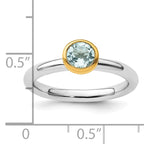 Sterling Silver Stackable Expressions w/Gold-plate Aquamarine Ring