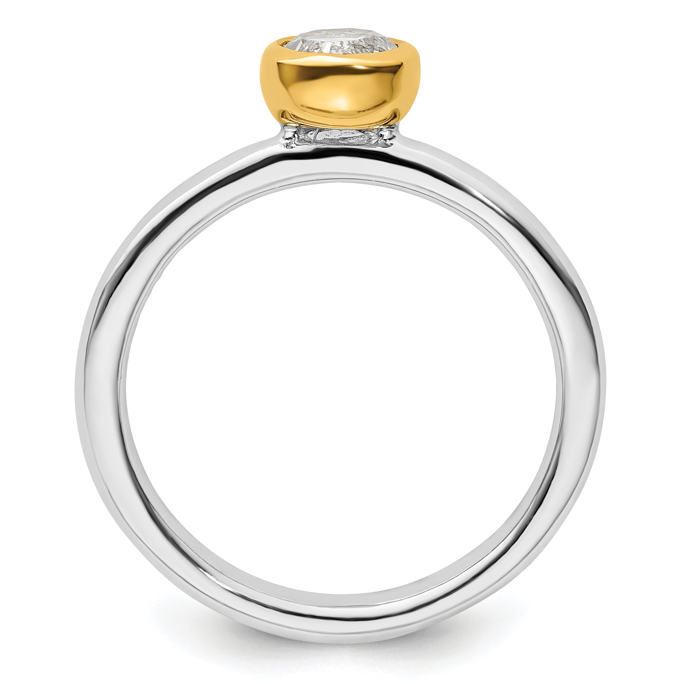 Sterling Silver Stackable Expressions w/Gold-plated White Topaz Ring Secondary image