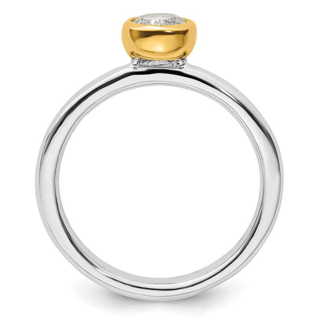 Sterling Silver Stackable Expressions w/Gold-plated White Topaz Ring