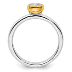 Sterling Silver Stackable Expressions w/Gold-plated White Topaz Ring